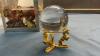 BOX OF ASSORTED DECOR ITEMS - DIGITAL PHOTO FRAME W/ REMOTE, METAL VASE, HEAD VASE, HOUR GLASS, CRYSTAL PAPER WEIGHT ETC - 7