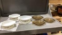 SET OF (3) VINTAGE PYREX CASSEROLE DISHES WITH LIDS