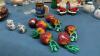 BOX W/ MISC DECOR - SMALL PICTURE, MARBLE BIRD & CACTI, ORNAMENTS, SALT & PEPPER SHAKERS - 4