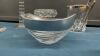 BOX W/ CRYSTAL DECOR PIECES - CANDLESTICKS, ICE BUCKET & TONGS, CANDY DISH ETC - 2