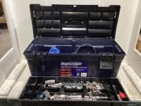 MASTERCRAFT TOOL BOX W/ SOCKETS, HEAT GUN, WRENCHES AND TORCH ATTACHMENT