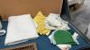 CORKBOARD, CORNINGWARE COFFEE CARAFE, DOILIES, TABLECLOTHS ETC - 3