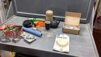 BOX W/SMALL TEA SET, PAMPERED CHEF DECORATING BOTTLE , COOKIE CUTTERS