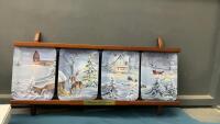 (4) CHRISTMAN HOMECOMING&rdquo; COLLECTOR PLATES W/ PLATE RAIL SHELF