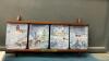 (4) CHRISTMAN HOMECOMING&rdquo; COLLECTOR PLATES W/ PLATE RAIL SHELF