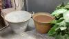 (2)BOXES - ARTIFICIAL GREENERY + 2 PLANT POTS - 3