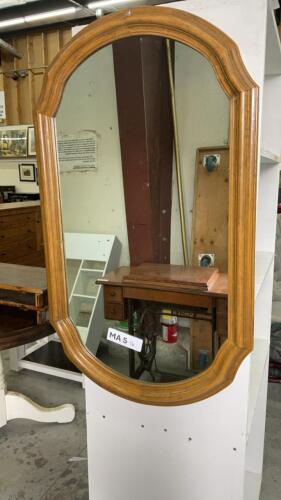 WOOD FRAME OVAL WALL MIRROR