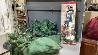 (2)ITEMS- CHRISTMAS GARLAND + WOODEN SANTA DECOR