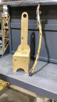 (2) ITEMS - DIAMOND WILLOW WALKING STICK + WOOD STEP STOOL/TIME OUT STOOL