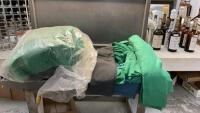 LARGE BAG OF CUT STRIPS OF FABRIC - MOSTLY GREEN, SOME GREY
