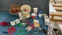 BOX W/ COOKIE CUTTERS, MUGS, SAFFETY DRAWER LOCK