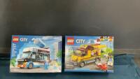(2) LEGO CITY KITS - SLUSHIE & PIZZA VANS