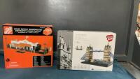(2) BUILDING KITS - HOME DEPOT WAREHOUSE, TOWER BRIDGE DRAGON BLOKS