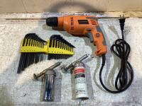 SHOP BOX W/ SNAP-ON & MAC AIR RATCHET GREASE, CERTIFIED DRILL & ALLEN WRENCHES