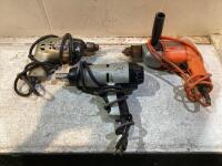 SHOP BOX OF CORDED BLACK & DECKER TOOLS W/ (2) DRILLS & IMPACT WRENCH