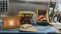 VINTAGE LIGHT-BRITE, PLASTIC TRAIN SET & ONE SMALL MONSTER TRUCK