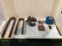 SHOP BOX W/ PINTLE HOOK HITCH, U-BOLTS, NEEDLE VALVE, PCV VALVE & MISCELLANEOUS
