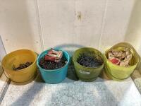 (4) BUCKETS OF ASSORTED NAILS, TUBES, SCREWS & MISCELLANEOUS