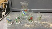 VINTAGE &ldquo;BIRD&rdquo; PITCHER + GLASSES