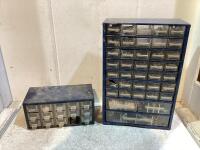 (2) ASSORTED METAL STORAGE CABINETS W/ MISCELLANEOUS CONTENTS