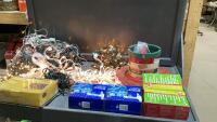 TOTE OF CHRISTMAS LIGHTS + H.D. CHRISTMAS TREE STAND