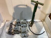 BOX OF SLIDING DOOR TRACK ROLLERS, SWITCH KIT AND AN AIR PUMP