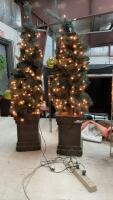 (2) LIGHTED POTTED CHRISTMAS TREES