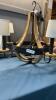 LARGE &ldquo;WAGON WHEEL&rdquo; LOOK CEILING LIGHT W/ FOAM MEDALLION - 2