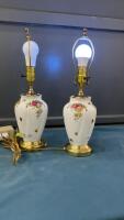 PAIR OF ROYAL ALBERT BONE CHINA TABLE LAMPS