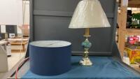TABLE LAMP W/ METAL BASE AND AN EXTRA BLUE SHADE