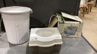 (2)ITEMS - COOL MIST HUMIDIFIER + WHITE PLASTIC GARBAGE BIN