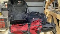 ROLLING &ldquo;TRACKER&rdquo; DUFFLE BAG FULL OF ASSORTED BAGS + BACKPACKS