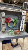 (4)ITEMS - CHRISTMAS LIGHTED BLOCKS, PLANT POTS ON BARNWOOD, WELCOME SIGN