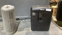 (2)ITEMS - FELLOWES PAPER SHREDDER + BIONAIRE FAN
