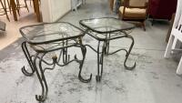 (2) METALL & GLASS SIDE TABLES