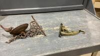 FLAT W/ (1) HANGER WITH BIRD BATH SCENE + (2) GOLD COLOURED HANGERS