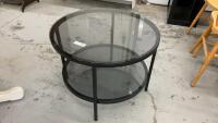 ROUND GLASS & METAL SIDE TABLE