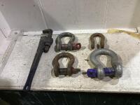 BOX OF (4) SHACKLE & MASTERCRAFT 18" HEAVY DUTY RIGID PIPE WRENCH