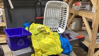 LAUNDRY BASKET W/INFLATABLE SLIP&rsquo;N SLIDE, EXERCISE EQUIPMENT, BIKE LOCK, RECYCLE BIN, AIR PUMP