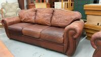 LEATHER SOFA - MATCHES LOTS 375 & 376