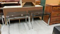 GLASS TOPPED END TABLES W/ CHROME BASE