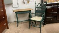 SMALL WICKER & WOOD WRITING TABLE W/ CHAIR