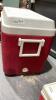 COLEMAN RED + WHITE COOLER W/ SMALL COLEMAN COOLER INSIDE - 2