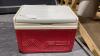 COLEMAN RED + WHITE COOLER W/ SMALL COLEMAN COOLER INSIDE - 5