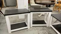 (2) WOOD SIDE TABLES - CHUNKY WITH LOWER SHELVES