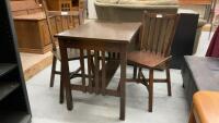 SMALL WOOD TABLE W/ (2) CHAIRS