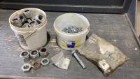 (2) PAILS - SHINGLE NAILS, WASHERS, ANCHOR, NUTS