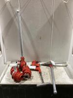 (3) RIDGID PIPE CUTTER, RATCHET PIPE REAMER, (5) DIE-HEADS & PIPE THREADER