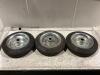 (3) RUBBER WHEEL W/ METAL RIMS