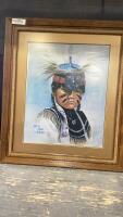 FRAMED PRINT OF INDIGENOUS CHILD IN REGALIA
